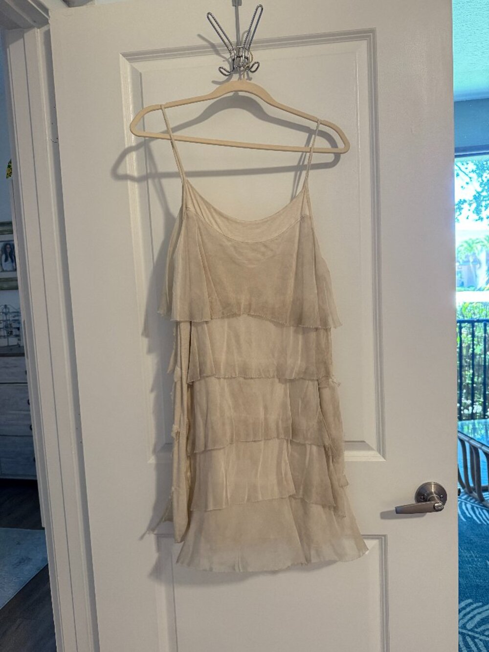 Stunning Italian Strappy Layered Dress - Light Beige